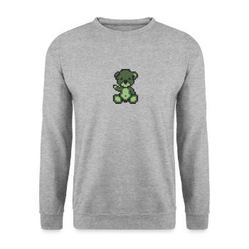 Pixel Bear Zombie - Unisex Sweatshirt - salt & pepper - Front - Alina (178cm) & Michal (187cm)