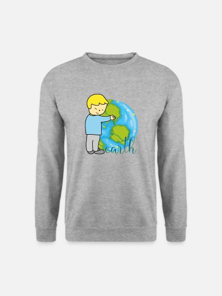 Erde Frieden - Unisex Pullover - Weißgrau meliert
