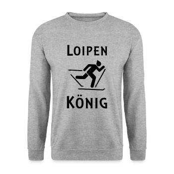 Loipenkönig Skilanglauf und Wintersport - Unisex Pullover - Weißgrau meliert - Vorne - Alina (178cm) & Michal (187cm)