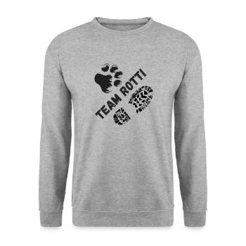 Rottweiler - Team Rotti - Unisex Pullover - Weißgrau meliert - Vorne - Alina (178cm) & Michal (187cm)