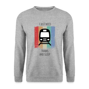 Train Railway Railroad Worker Trains Train Driver - Unisex Sweatshirt - salt & pepper - Front - Alina (178cm) & Michal (187cm)