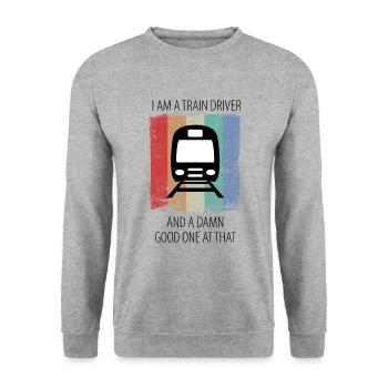 Train Railway Railroad Worker Trains Train Driver - Unisex Sweatshirt - salt & pepper - Front - Alina (178cm) & Michal (187cm)