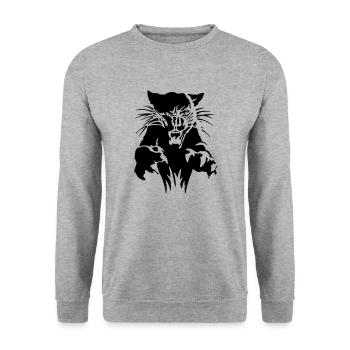 Panther im Angriff - Unisex Pullover - Weißgrau meliert - Vorne - Alina (178cm) & Michal (187cm)