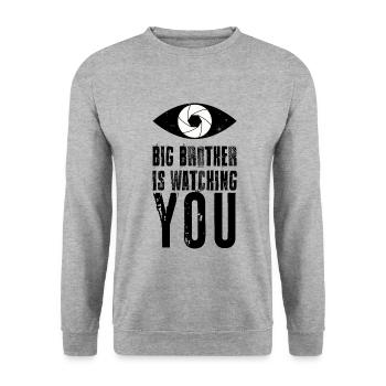 Big Brother kontrolliert dich - Unisex Pullover - Weißgrau meliert - Vorne - Alina (178cm) & Michal (187cm)