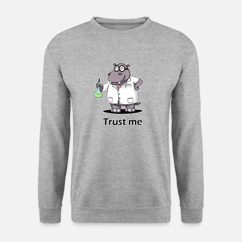 Nilpferd im Labor - Unisex Pullover - Weißgrau meliert