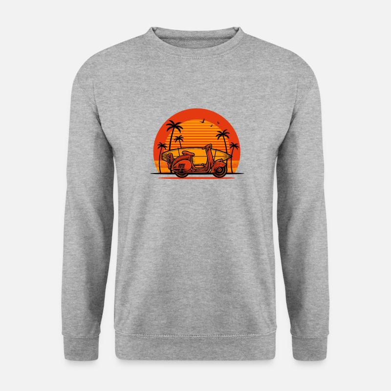 Roller mit Surfbrett (orange) - Unisex Pullover - Weißgrau meliert
