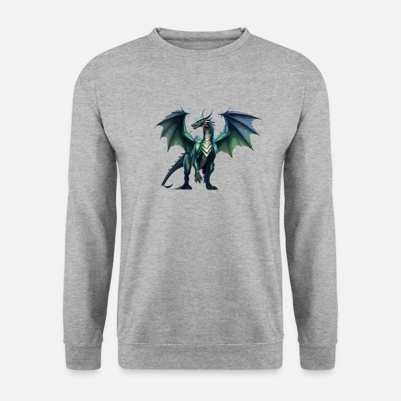 Drache - Unisex Pullover - Weißgrau meliert