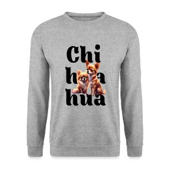 Lettrage et accessoires des meilleurs amis Chihuahua - Sweat-shirt Unisexe - gris chiné - Devant - Alina (178cm) & Michal (187cm)