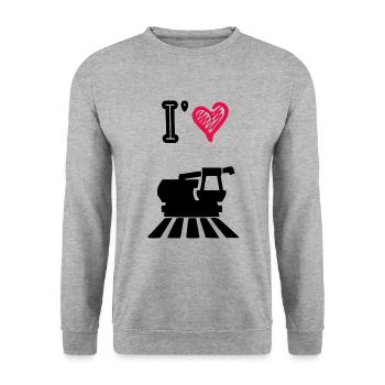 J’aime les moissonneuse - Sweat-shirt Unisexe - gris chiné - Devant - Alina (178cm) & Michal (187cm)