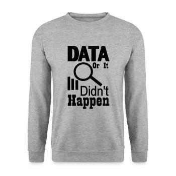 Daten oder es ist nicht passiert - Unisex Pullover - Weißgrau meliert - Vorne - Alina (178cm) & Michal (187cm)
