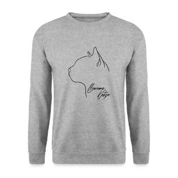 Burma Katze Profil Katzen Katze Wilsigns - Unisex Pullover - Weißgrau meliert - Vorne - Alina (178cm) & Michal (187cm)