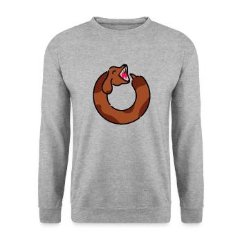 Teckel ouroboros - Sweat-shirt Unisexe - gris chiné - Devant - Alina (178cm) & Michal (187cm)