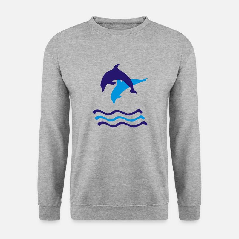 Delfine, Delfin - Unisex Pullover - Weißgrau meliert