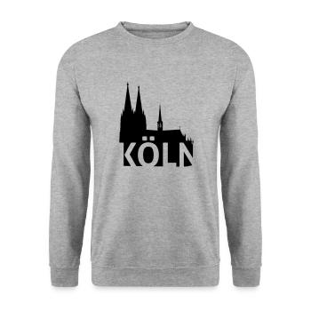 Kölner Dom - Unisex Pullover - Weißgrau meliert - Vorne - Alina (178cm) & Michal (187cm)