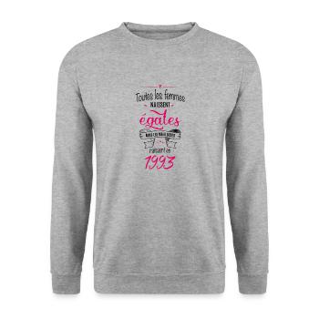 Année 1993 (fe) - Sweat-shirt Unisexe - gris chiné - Devant - Alina (178cm) & Michal (187cm)
