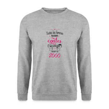 Année 2000 (fe) - Sweat-shirt Unisexe - gris chiné - Devant - Alina (178cm) & Michal (187cm)