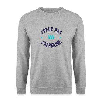 J'peux pas j'ai piscine - Sweat-shirt Unisexe - gris chiné - Devant - Alina (178cm) & Michal (187cm)