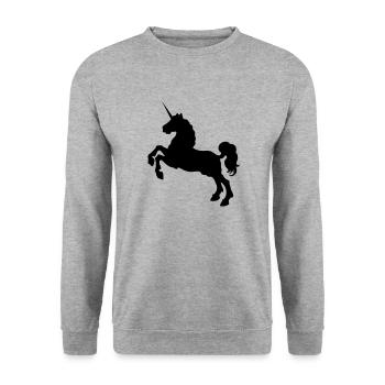 Einhorn - Unisex Pullover - Weißgrau meliert - Vorne - Alina (178cm) & Michal (187cm)