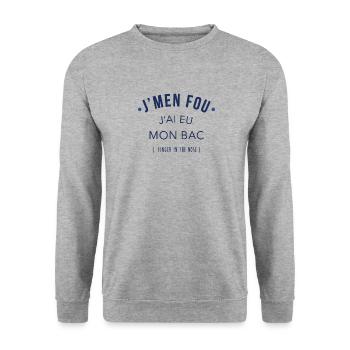 J'ai eu mon bac - Sweat-shirt Unisexe - gris chiné - Devant - Alina (178cm) & Michal (187cm)