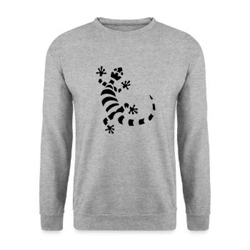Gecko - Unisex Pullover - Weißgrau meliert - Vorne - Alina (178cm) & Michal (187cm)