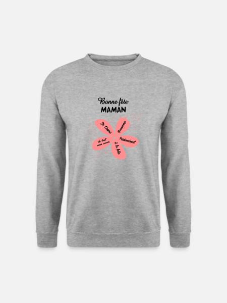 bonne-fete-maman (2 couleurs modifiables) - Sweat-shirt Unisexe - gris chiné