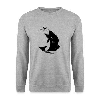 Pêche à la mouche Pêche de poissons d'insectes cadeau - Sweat-shirt Unisexe - gris chiné - Devant - Alina (178cm) & Michal (187cm)