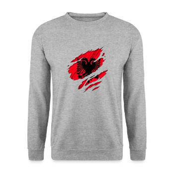 albania albanien design - Unisex Pullover - Weißgrau meliert - Vorne - Alina (178cm) & Michal (187cm)