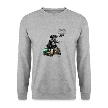 Boar, Deeply Die Eröffnung ... - Unisex Pullover - Weißgrau meliert - Vorne - Alina (178cm) & Michal (187cm)
