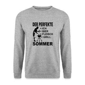 der perfekte sommer - mann am grill - Unisex Pullover - Weißgrau meliert - Vorne - Alina (178cm) & Michal (187cm)