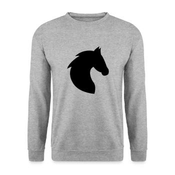 Cheval, tête, tête de cheval, équitation, silhouette, crinière - Sweat-shirt Unisexe - gris chiné - Devant - Alina (178cm) & Michal (187cm)