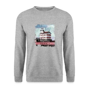 Märke lighthouse products, Finland Lighthouse, colour - Unisex Sweatshirt - salt & pepper - Front - Alina (178cm) & Michal (187cm)