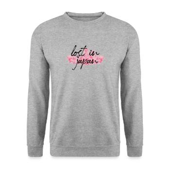 Lost In Japan - Unisex Sweatshirt - salt & pepper - Front - Alina (178cm) & Michal (187cm)