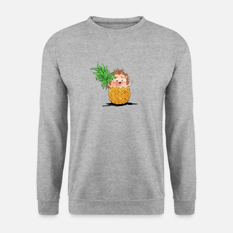 Igel-Ananas - Unisex Pullover - Weißgrau meliert