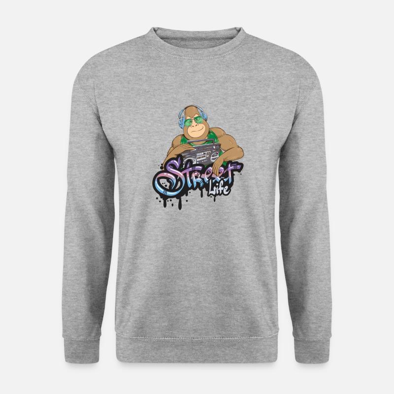 Gorilla Hiphop - Unisex Pullover - Weißgrau meliert