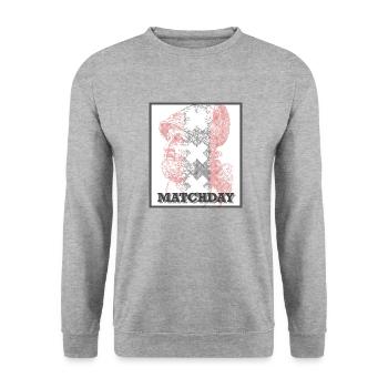 Ajax Amsterdam Spieltag - Unisex Pullover - Weißgrau meliert - Vorne - Alina (178cm) & Michal (187cm)