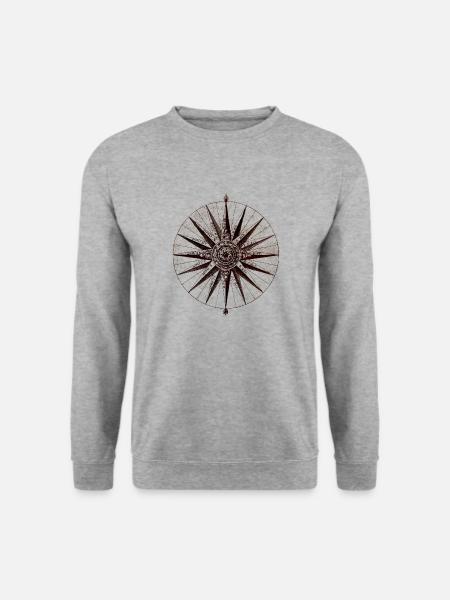 Vintage Kompass - Unisex Pullover - Weißgrau meliert