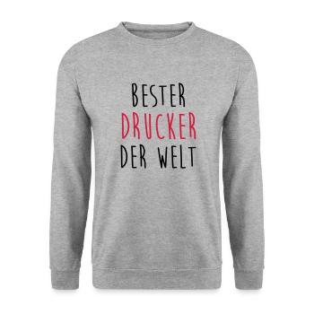 Drucker Druckerin Drucken Druckmaschine Druck - Unisex Pullover - Weißgrau meliert - Vorne - Alina (178cm) & Michal (187cm)