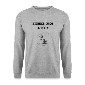 fichez moi la pêche humour pêcheur cadeau drôles - Sweat-shirt Unisexe - gris chiné - Devant - Alina (178cm) & Michal (187cm)