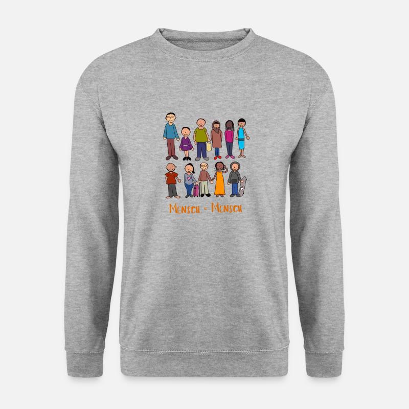 Mensch = Mensch - Unisex Pullover - Weißgrau meliert