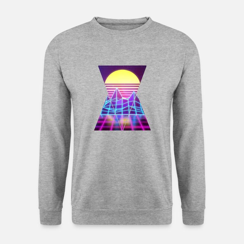 80er Retro - Unisex Pullover - Weißgrau meliert