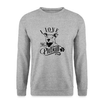 J'aime mon pitbull - Sweat-shirt Unisexe - gris chiné - Devant - Alina (178cm) & Michal (187cm)