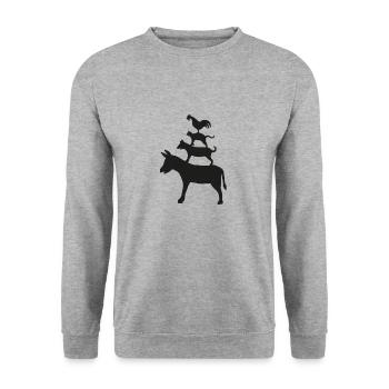 Bremer Stadtmusikanten Märchen Gebrüder Grimm - Unisex Pullover - Weißgrau meliert - Vorne - Alina (178cm) & Michal (187cm)