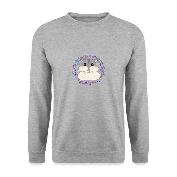 Hamster - Unisex Pullover - Weißgrau meliert - Vorne - Alina (178cm) & Michal (187cm)