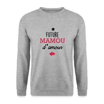 future mamou d'amour - Sweat-shirt Unisexe - gris chiné - Devant - Alina (178cm) & Michal (187cm)