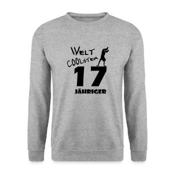 D00321 Welt coolster 17 jähriger Druckdatei - Unisex Pullover - Weißgrau meliert - Vorne - Alina (178cm) & Michal (187cm)