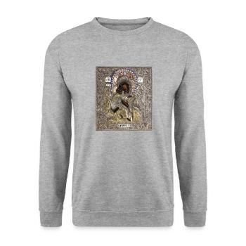 Icône. Icône orthodoxe - Sweat-shirt Unisexe - gris chiné - Devant - Alina (178cm) & Michal (187cm)