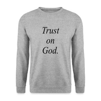 Trust on God - Unisex Pullover - Weißgrau meliert - Vorne - Alina (178cm) & Michal (187cm)