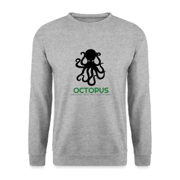 Ich liebe Oktopus, Oktopus, Oktopus Hoodies, Oktopus - Unisex Pullover - Weißgrau meliert - Vorne - Alina (178cm) & Michal (187cm)