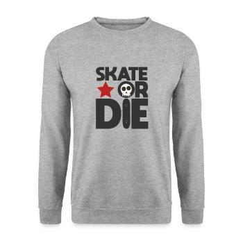 SKATER - Unisex Pullover - Weißgrau meliert - Vorne - Alina (178cm) & Michal (187cm)