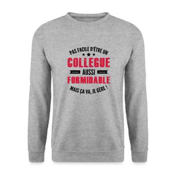 un collègue aussi formidable / humour collègue - Sweat-shirt Unisexe - gris chiné - Devant - Alina (178cm) & Michal (187cm)